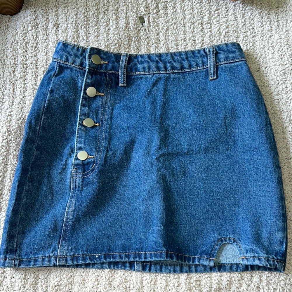 Denim Button-Up Skirt